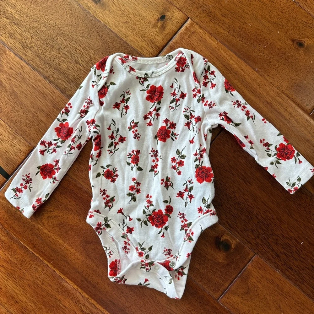 Old Navy Red Floral Kids Bodysuit